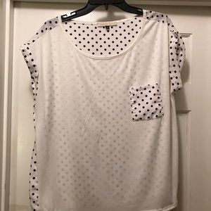 White/black polka dot blouses-xl